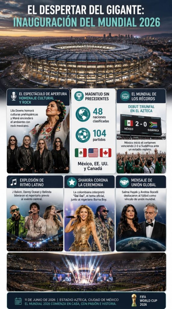 El Estadio Azteca hace historia: México y Shakira inauguran el Mundial 2026 por todo lo alto.